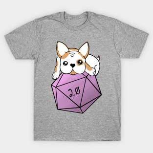 Frenchie on a D20 | French Bulldog | Fantasy Art | Dice Art | DND Dogs T-Shirt